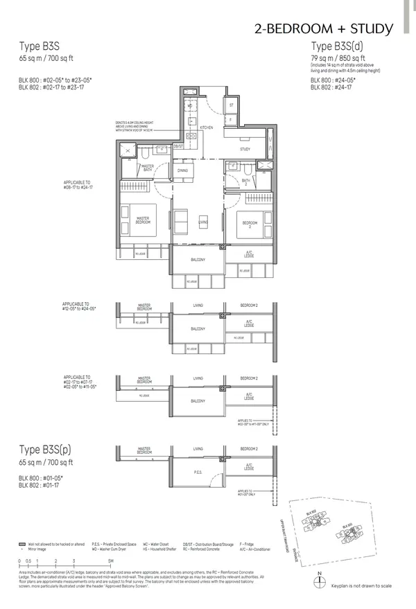The Myst — floor plan B3S, 2 Bedroom + Study, D23