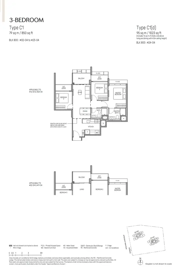 The Myst — floor plan C1(d), 3 Bedroom, D23