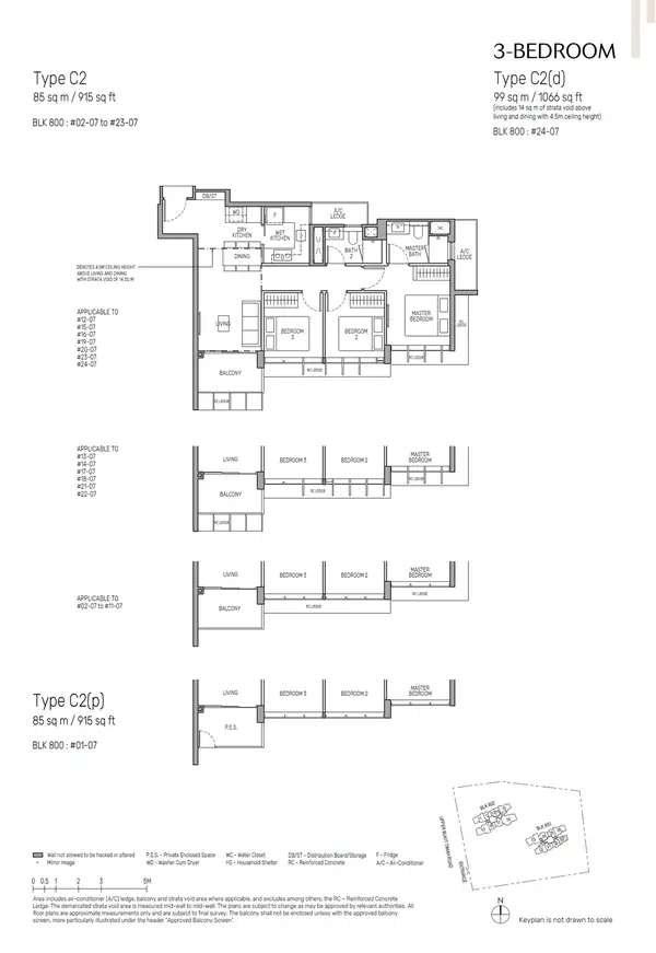The Myst — floor plan C2, 3 Bedroom, D23