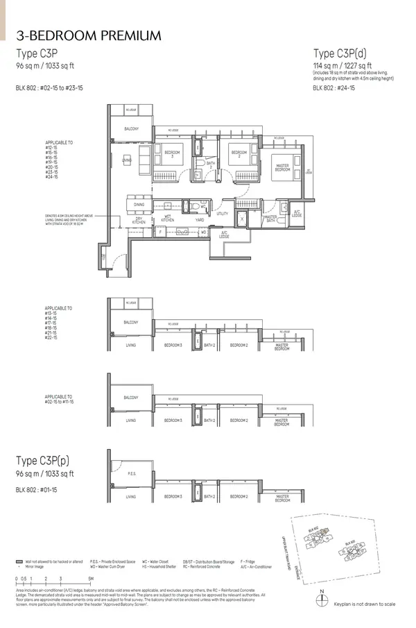 The Myst — floor plan C3P, 3 Bedroom Premium, D23