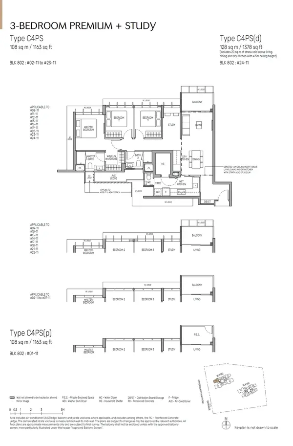 The Myst — floor plan C4PS, 3 Bedroom Premium + Study, D23