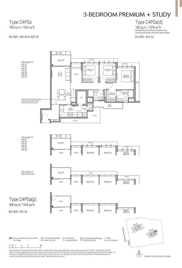 The Myst — floor plan C4PSa, 3 Bedroom Premium + Study, D23