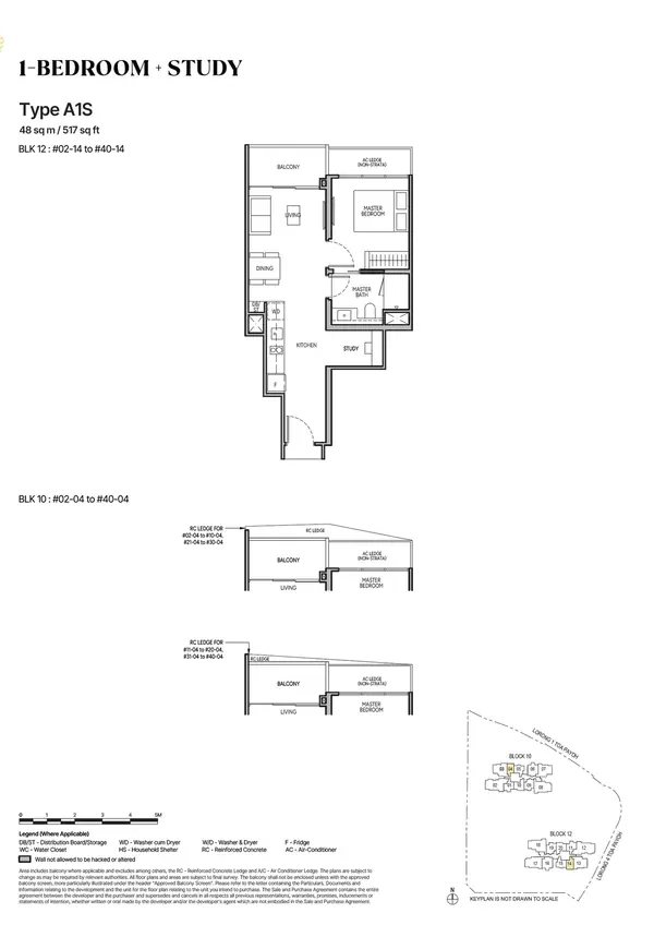 The Orie — floor plan A1S, 1 Bedroom + Study, D12