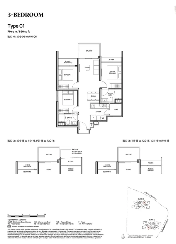 The Orie — floor plan C1, 3 Bedroom, D12
