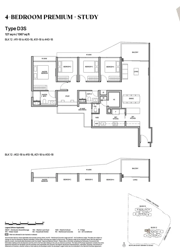 The Orie — floor plan D3S, 4 Bedroom Premium + Study, D12