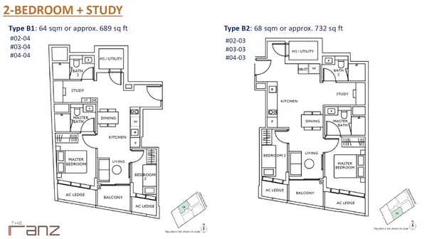 The Ranz — floor plan B2, 2 Bedroom + Study, D08