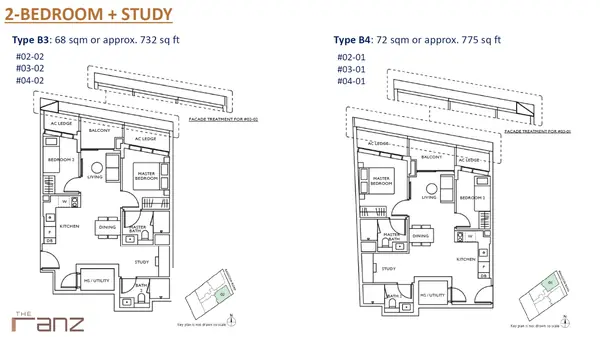 The Ranz — floor plan B3, 2 Bedroom + Study, D08