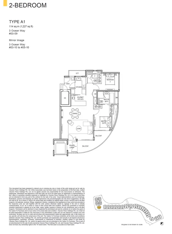 The Residences At W Singapore Sentosa Cove — floor plan A1, 2 Bedroom, D04