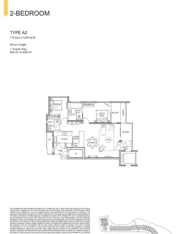 The Residences At W Singapore Sentosa Cove — floor plan A2, 2 Bedroom, D04