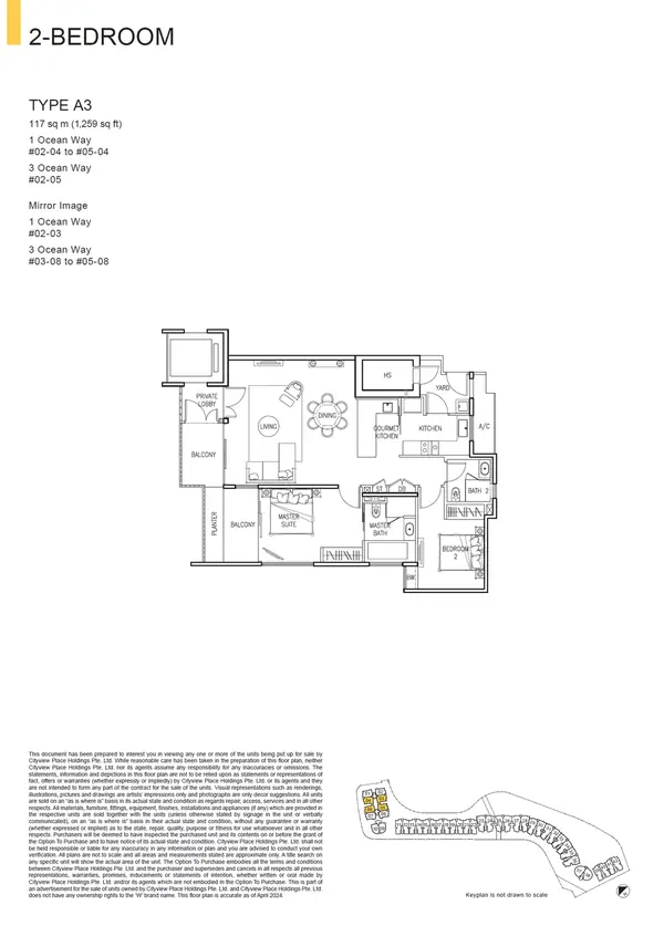The Residences At W Singapore Sentosa Cove — floor plan A3, 2 Bedroom, D04