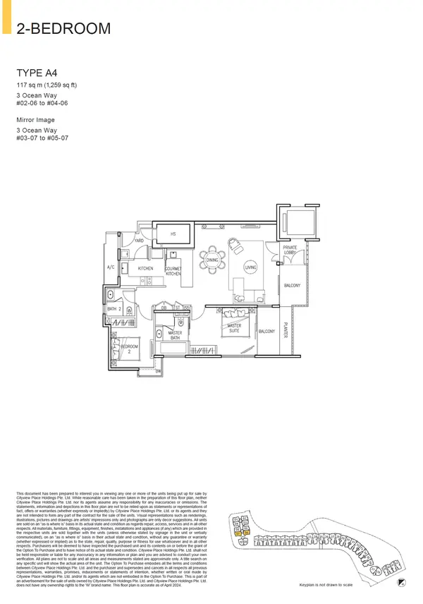 The Residences At W Singapore Sentosa Cove — floor plan A4, 2 Bedroom, D04