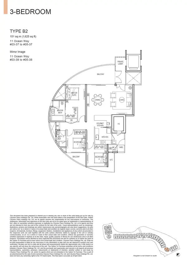 The Residences At W Singapore Sentosa Cove — floor plan B2, 3 Bedroom, D04