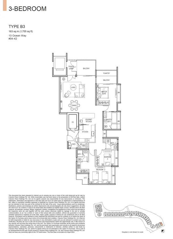 The Residences At W Singapore Sentosa Cove — floor plan B3, 3 Bedroom, D04
