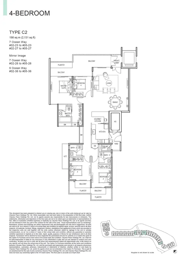 The Residences At W Singapore Sentosa Cove — floor plan C2, 4 Bedroom, D04