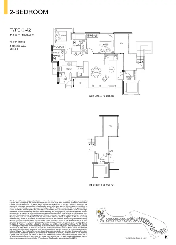 The Residences At W Singapore Sentosa Cove — floor plan G-A2, 2 Bedroom, D04
