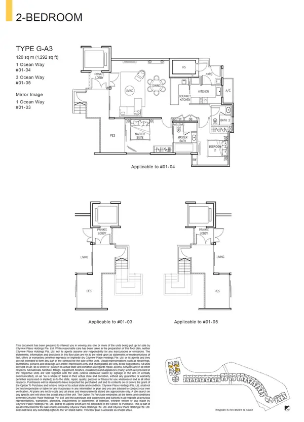 The Residences At W Singapore Sentosa Cove — floor plan G-A3, 2 Bedroom, D04
