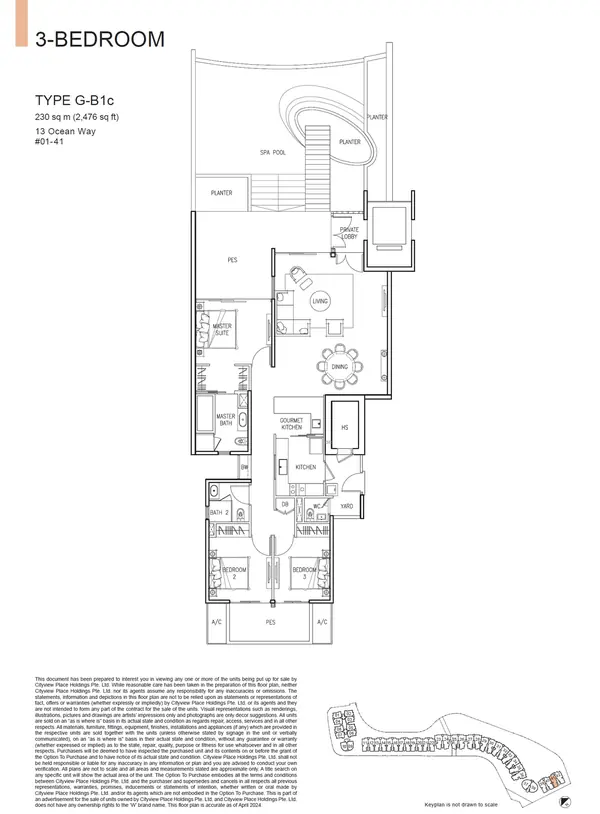 The Residences At W Singapore Sentosa Cove — floor plan G-B1c, 3 Bedroom, D04