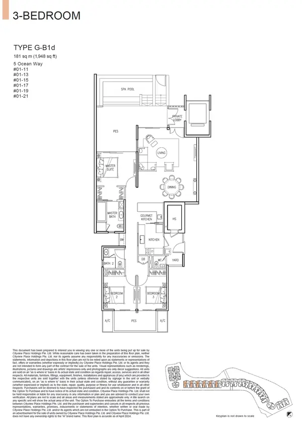 The Residences At W Singapore Sentosa Cove — floor plan G-B1d, 3 Bedroom, D04