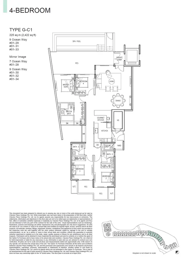 The Residences At W Singapore Sentosa Cove — floor plan G-C1, 4 Bedroom, D04