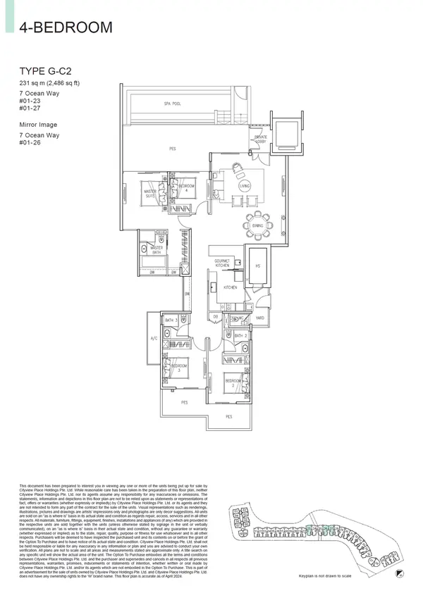 The Residences At W Singapore Sentosa Cove — floor plan G-C2, 4 Bedroom, D04