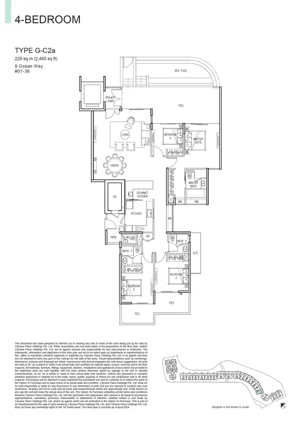 The Residences At W Singapore Sentosa Cove — floor plan G-C2a, 4 Bedroom, D04