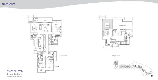 The Residences At W Singapore Sentosa Cove — floor plan PH C3b, Penthouse, D04