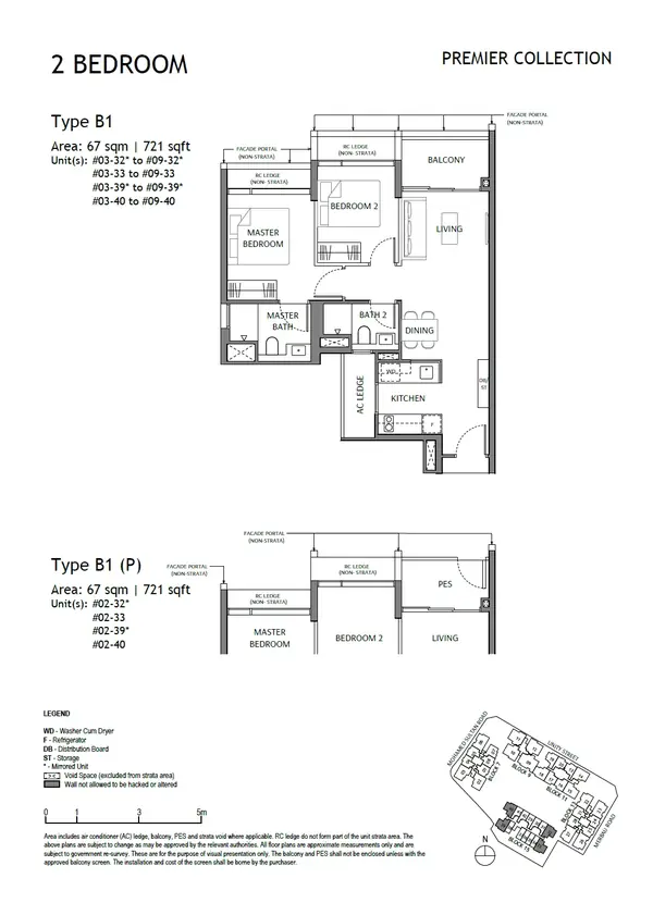 The Robertson Opus — floor plan B1, 2 Bedroom, D09