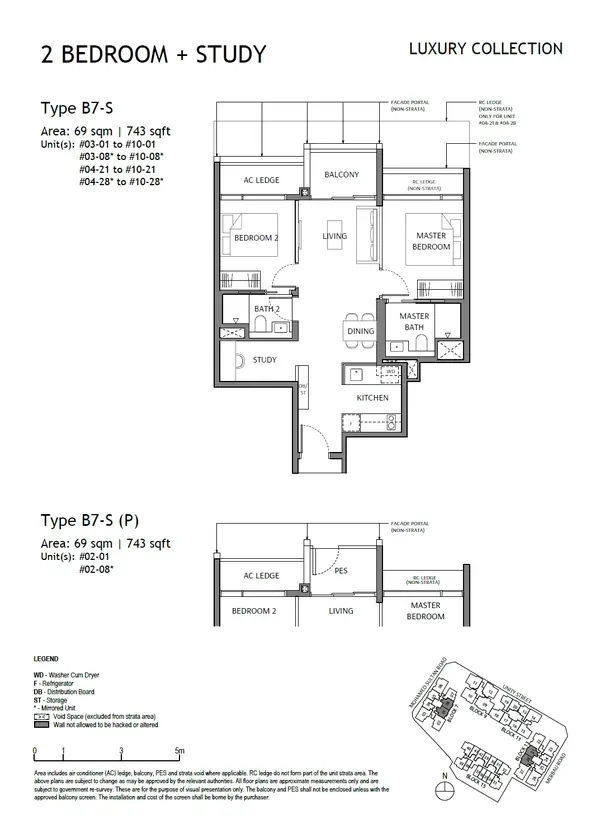The Robertson Opus — floor plan B7-S, 2 Bedroom + Study, D09
