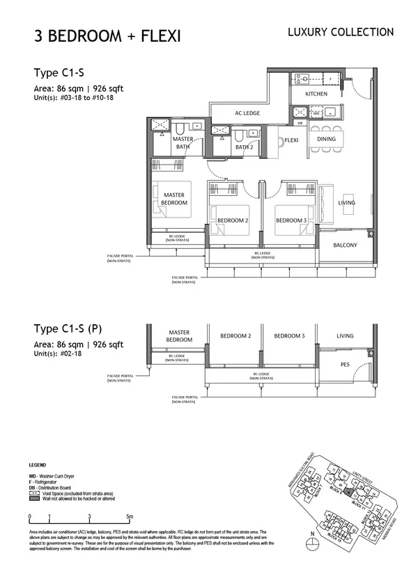 The Robertson Opus — floor plan C1-S, 3 Bedroom + Flexi, D09