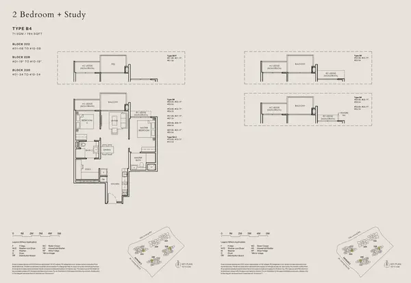 The Sen — floor plan B4-P, 2 Bedroom + Study, D21