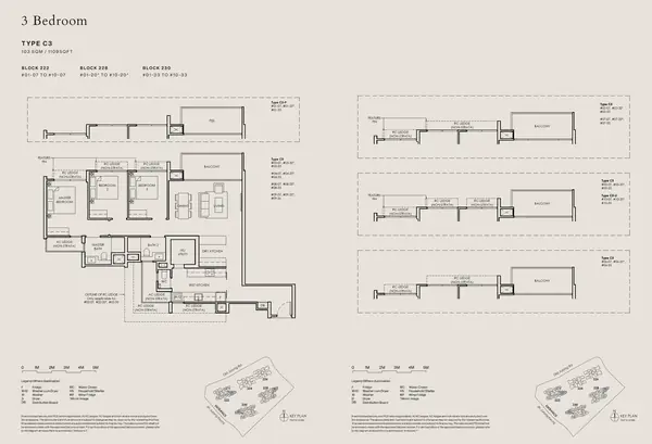 The Sen — floor plan C3-P, 3 Bedroom, D21