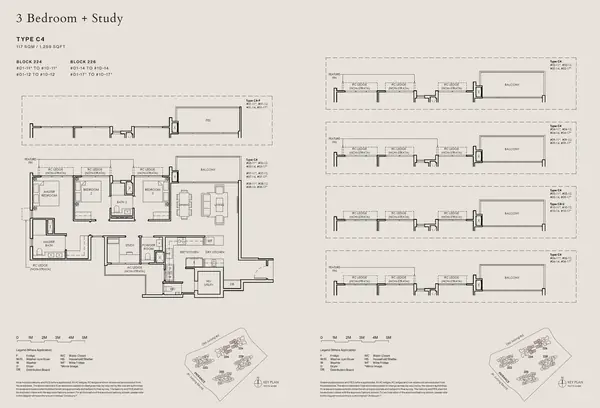 The Sen — floor plan C4-P, 3 Bedroom + Study, D21