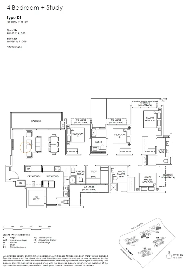 The Sen — floor plan D1, 4 Bedroom + Study, D21