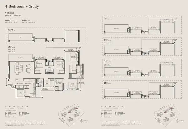 The Sen — floor plan D1-P, 4 Bedroom + Study, D21