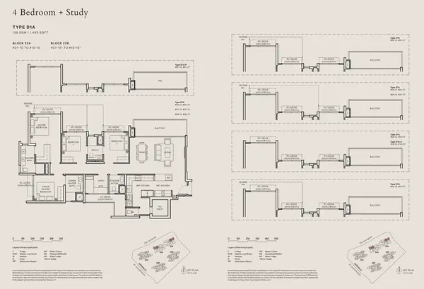 The Sen — floor plan D1A-P, 4 Bedroom + Study, D21