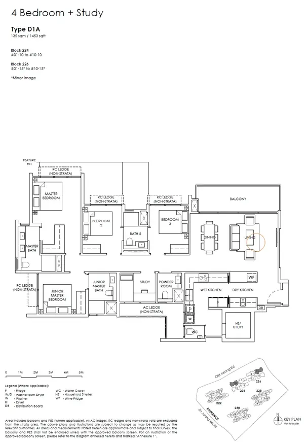 The Sen — floor plan D1A, 4 Bedroom + Study, D21
