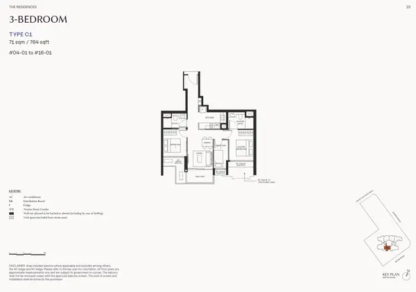 The Serra Residences — floor plan C1, 3 Bedroom, D11