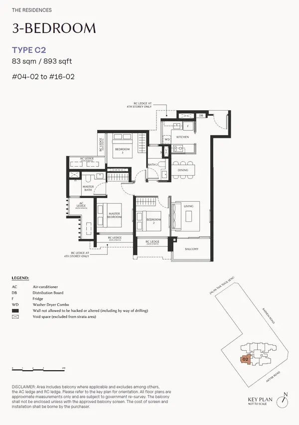 The Serra Residences — floor plan C2, 3 Bedroom, D11