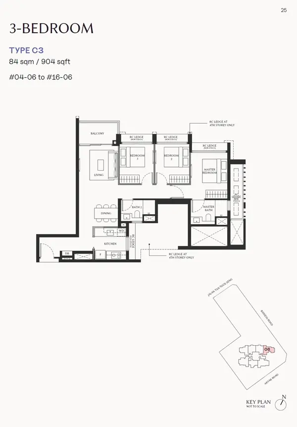 The Serra Residences — floor plan C3, 3 Bedroom, D11
