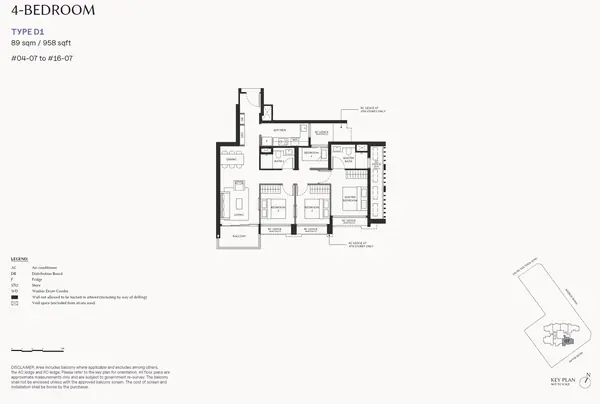 The Serra Residences — floor plan D1, 4 Bedroom, D11