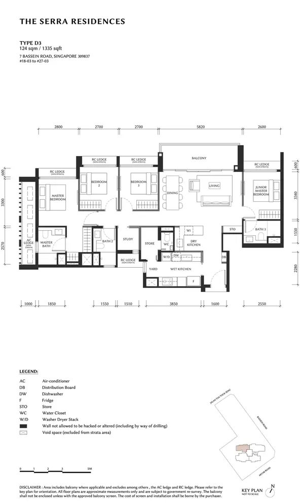 The Serra Residences — floor plan D3, 4 Bedroom + Study, D11
