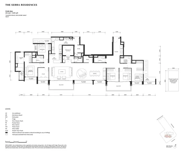 The Serra Residences — floor plan PH1, Penthouse, D11
