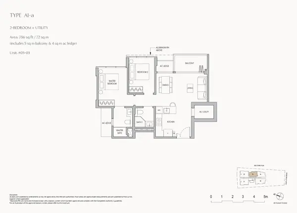 The Shorefront — floor plan A1-a, 2 Bedroom + Utility, D17