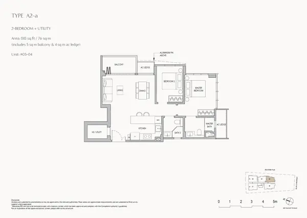 The Shorefront — floor plan A2-a, 2 Bedroom + Utility, D17