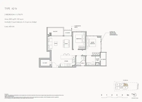 The Shorefront — floor plan A2-b, 2 Bedroom + Utility, D17