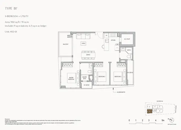 The Shorefront — floor plan B1*, 3 Bedroom + Utility, D17