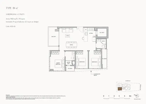 The Shorefront — floor plan B1-a*, 3 Bedroom + Utility, D17