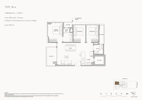 The Shorefront — floor plan B1-a, 3 Bedroom + Utility, D17