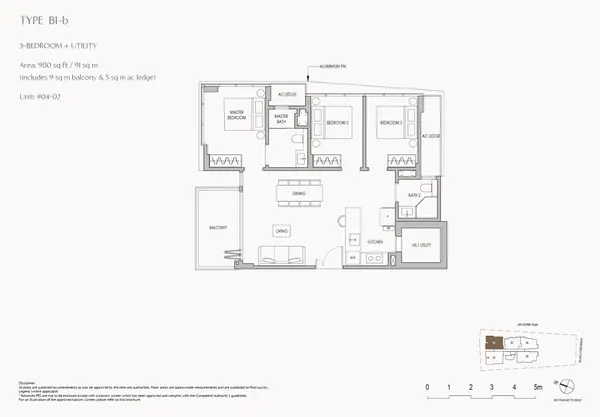 The Shorefront — floor plan B1-b, 3 Bedroom + Utility, D17