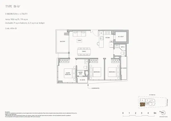 The Shorefront — floor plan B1-b*, 3 Bedroom + Utility, D17